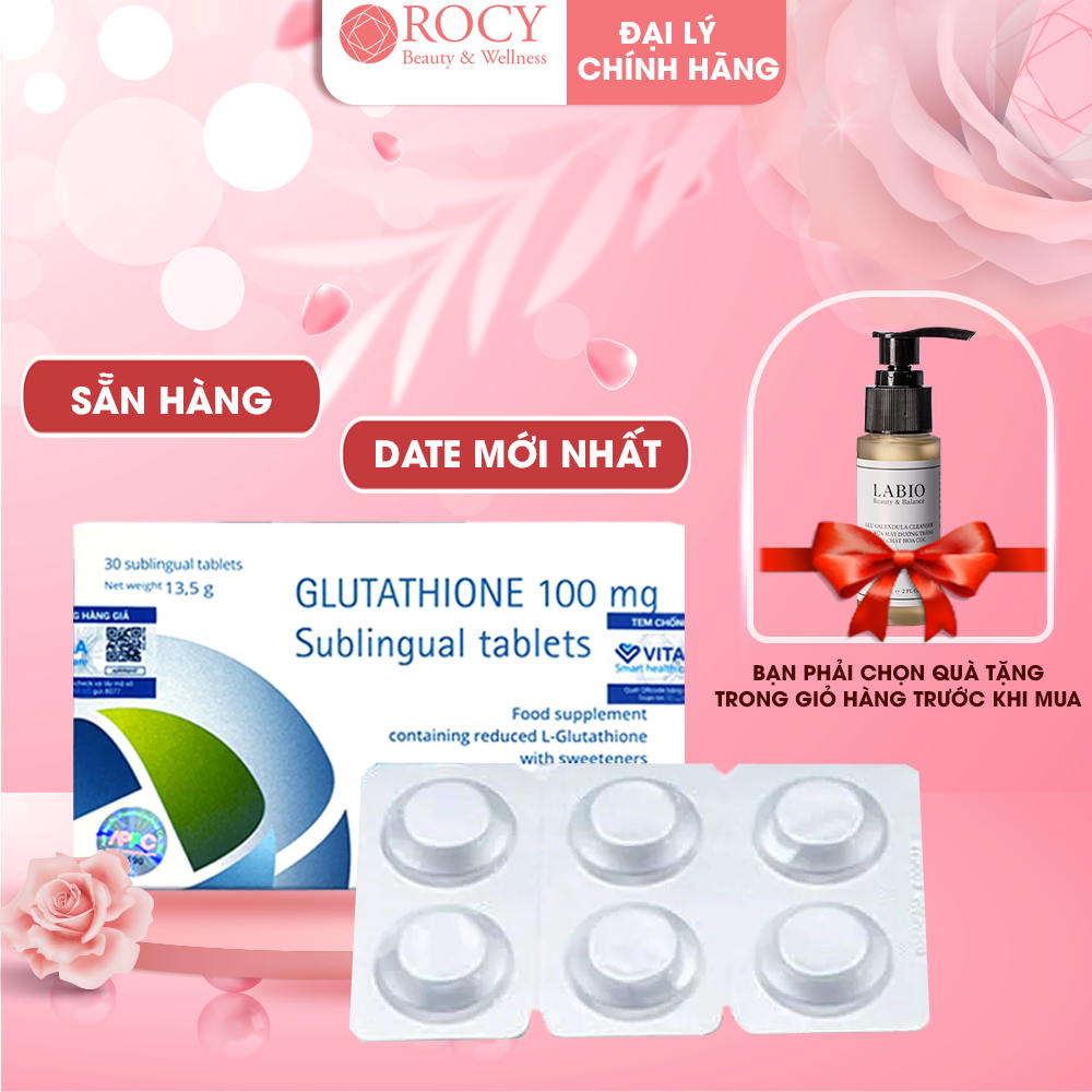 Viên ngậm trắng da glutathione 100mg nhập nhẩu italy- viên trắng da toàn thân - rocy