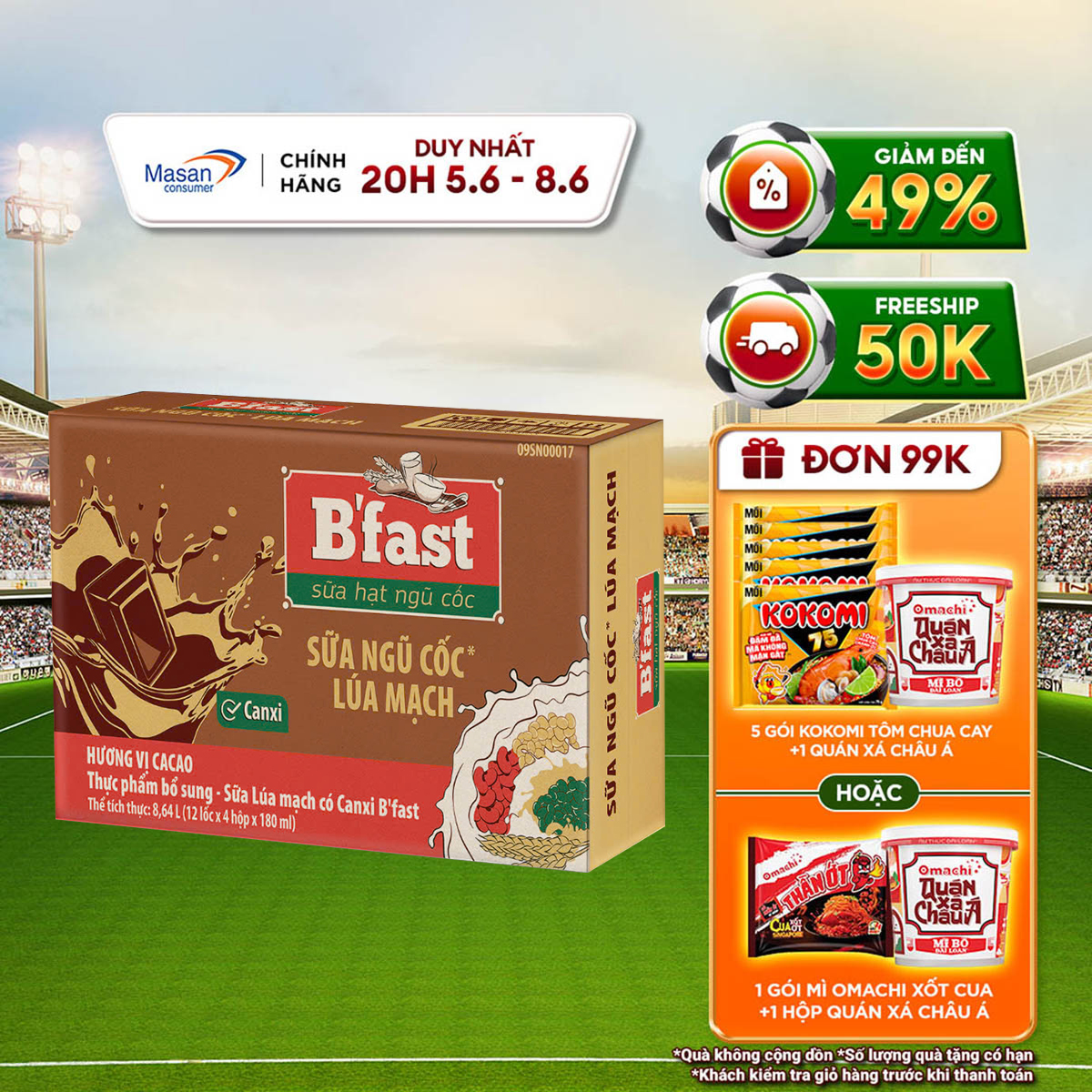 Thùng Sữa Lúa Mạch B'Fast Có Canxi Mn Hộp X 180Ml