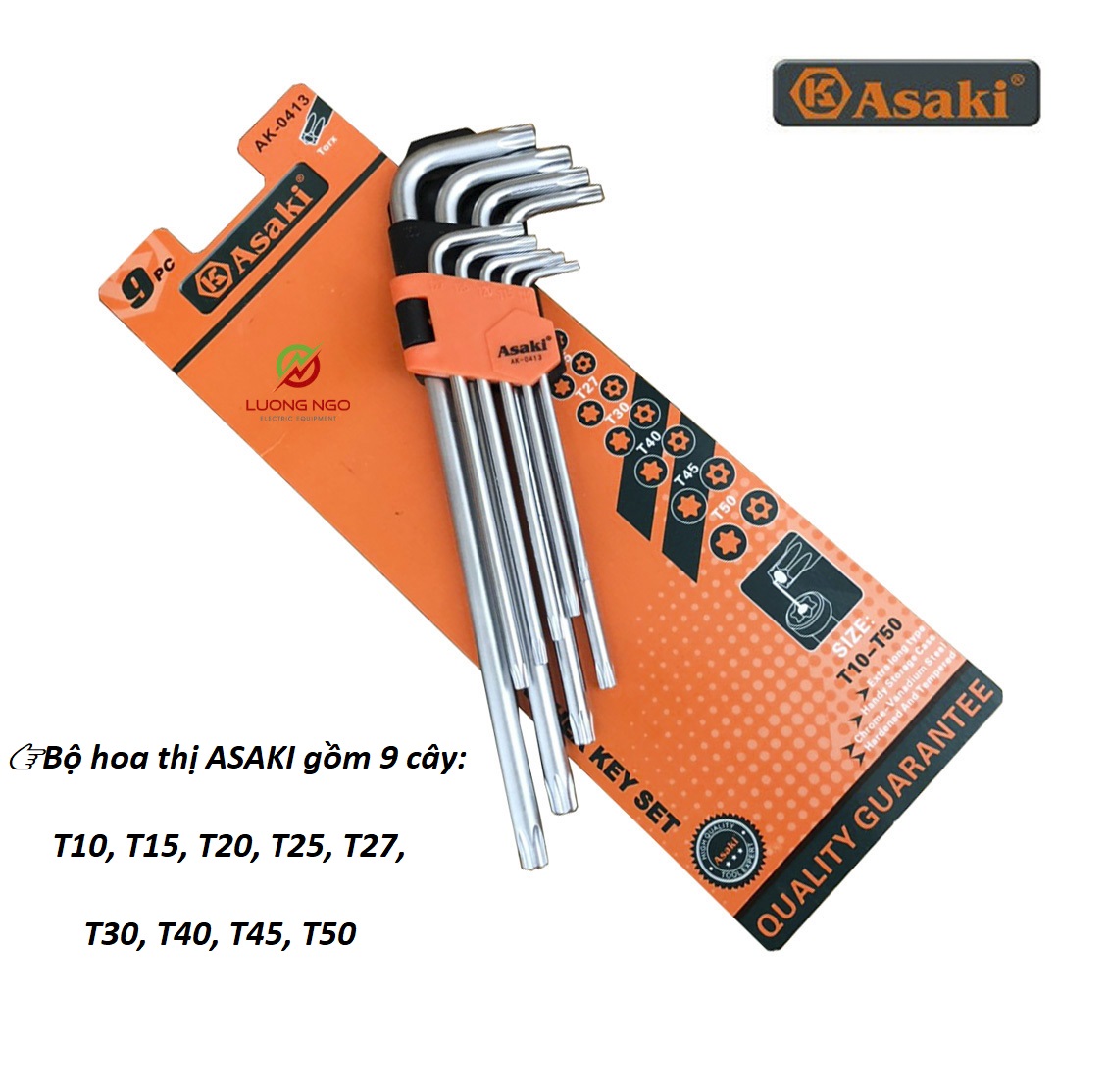 Bộ lục giác hoa thị dài Nhật Bản ASAKI - Bộ lục giác sao chính hãng