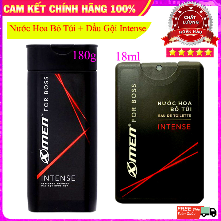 Combo Nước Hoa Bỏ Túi X-Men Intense 18ml và Dầu gội Xmen For Boss Intense 180g