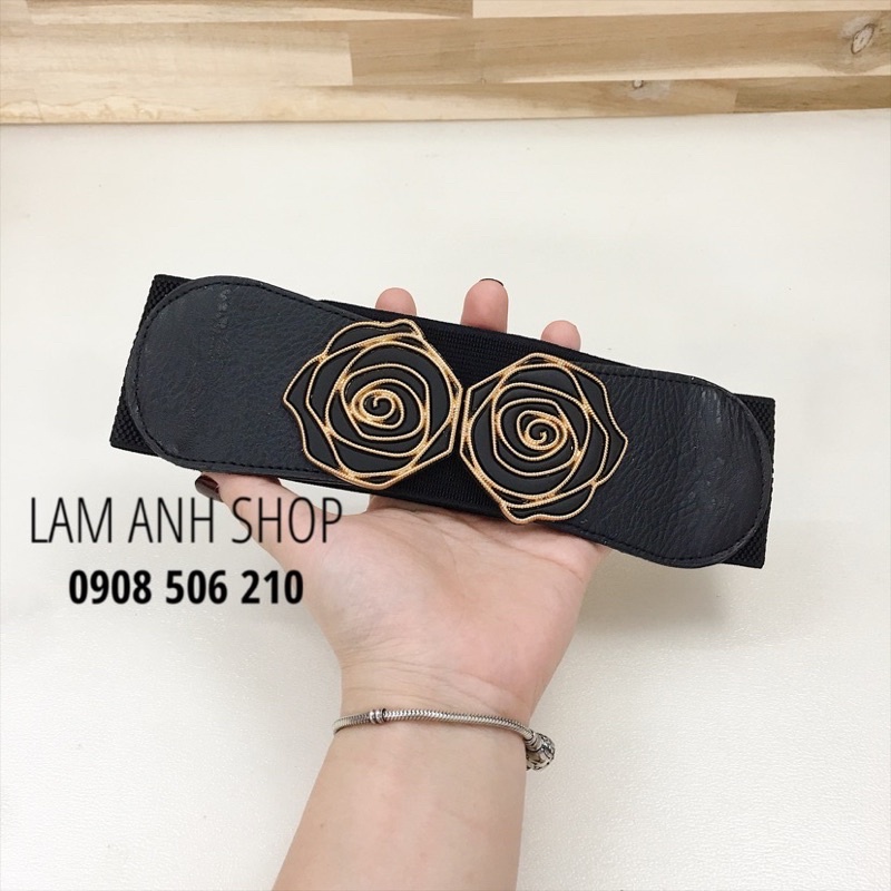 Đai váy thun hoa hồng bản 6cm