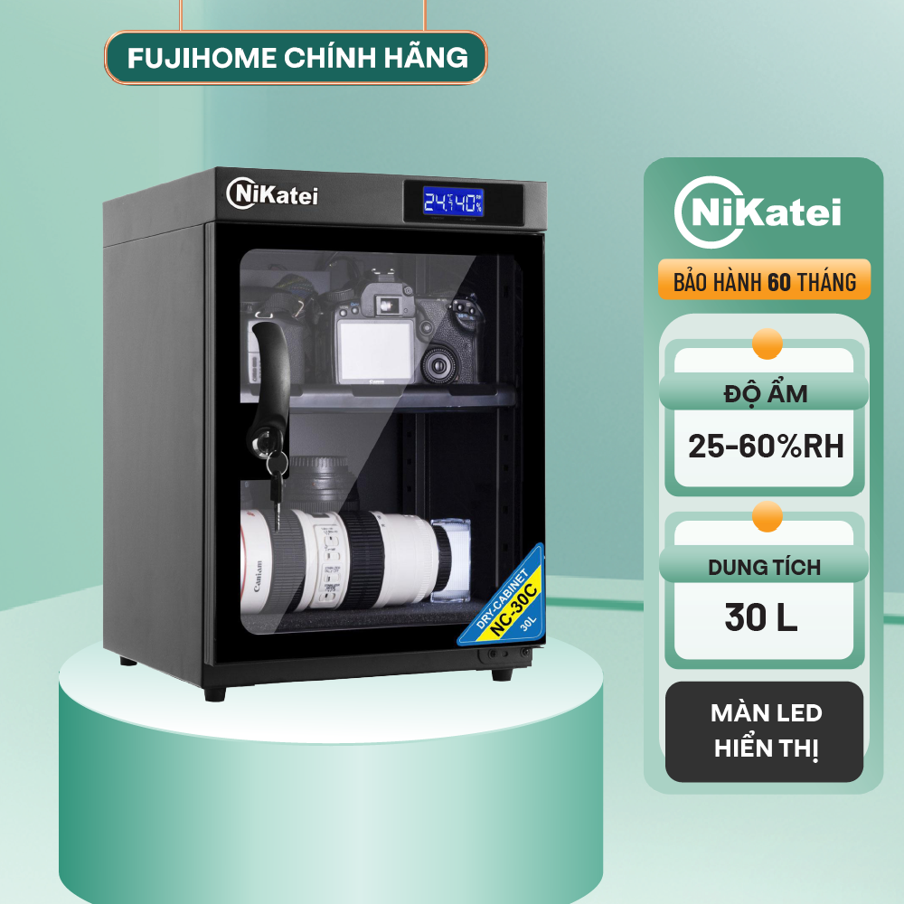Tủ chống ẩm ANDBON AB-30C dung tích 30l - Có đồng hồ kỹ thuật số báo độ ẩm, ổ khóa bảo vệ - Bảo hành điện tử Toàn Quốc
