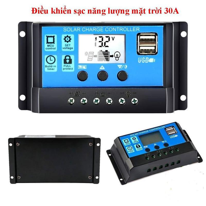 Điều khiển sạc pin năng lượng mặt trời 30A sạc bình acquy 12V và 24V,Bộ sạc pin điều khiển năng lượng mặt trời công suất lớn 30A