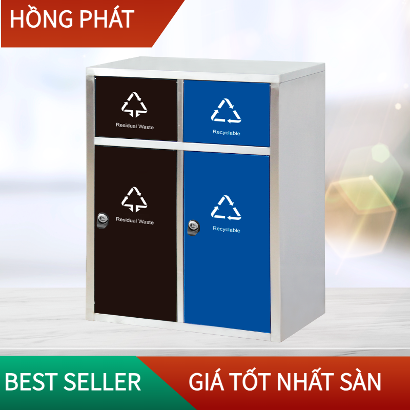 Thùng rác sân vườn ngoài trời 2 ngăn 70L/VHP-DY-004 / Outdoor trasbin/户外垃圾桶