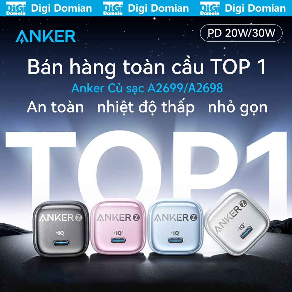 Anker Zolo Củ Sạc 20/30W PD GaN - Sạc Nhanh Không Nóng, Chân Gập Gọn, Cho Samsung iPhone 15/16[BH 18 tháng]