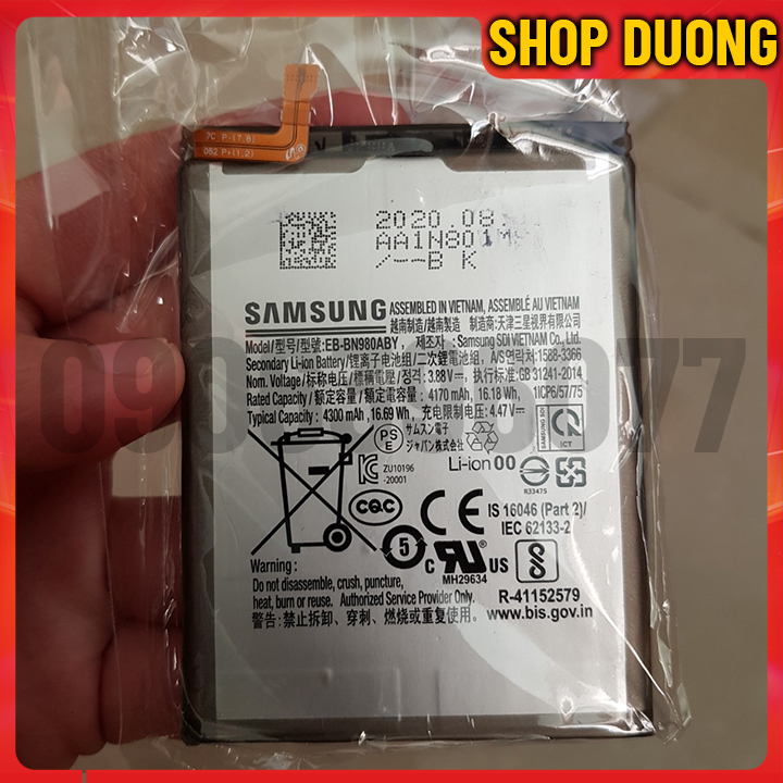 Pin điện thoại samsung galaxy note 20 zin tháo máy đã qua sử dụng mã pin eb-bn980aby - shop dương