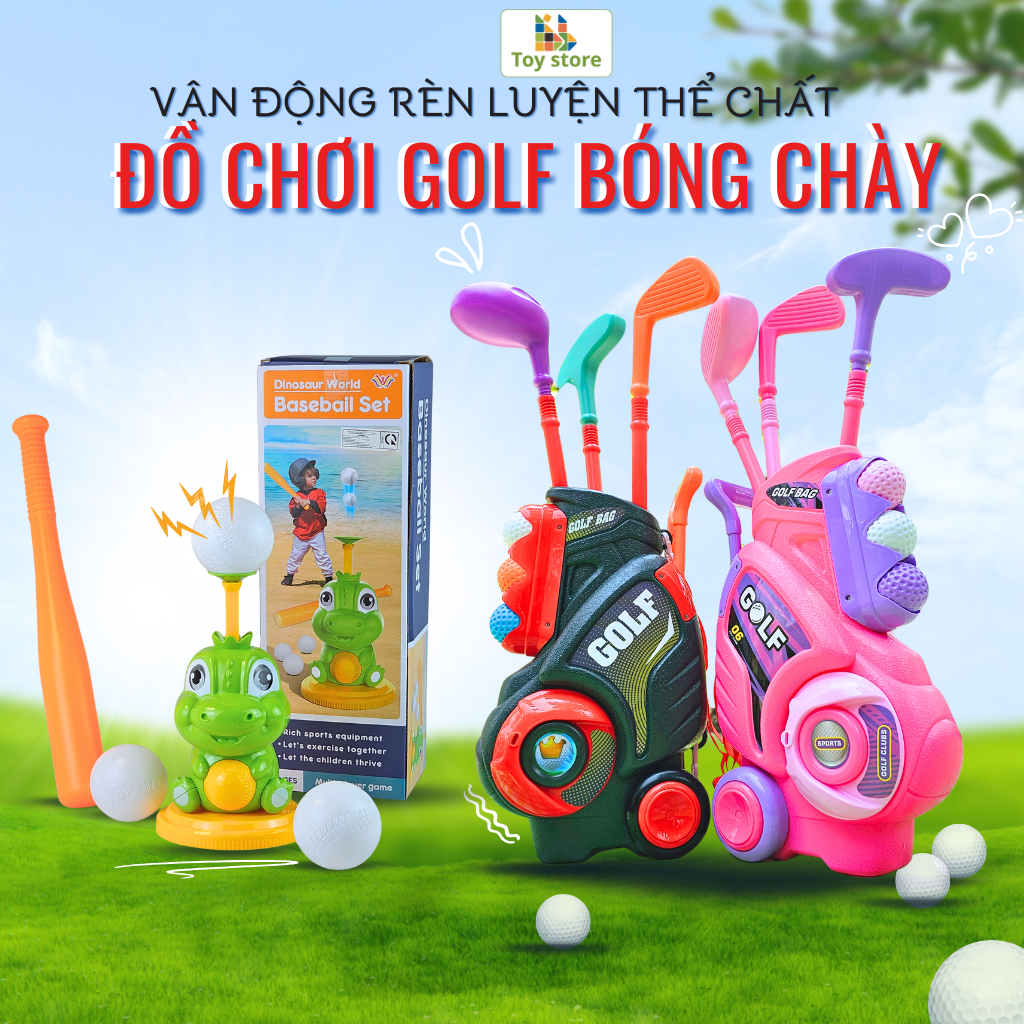 High-Quality Golf Club Set Toy with Plastic Height-Adjustable Push-Pull Backpack, Sports Activity Toy for Children