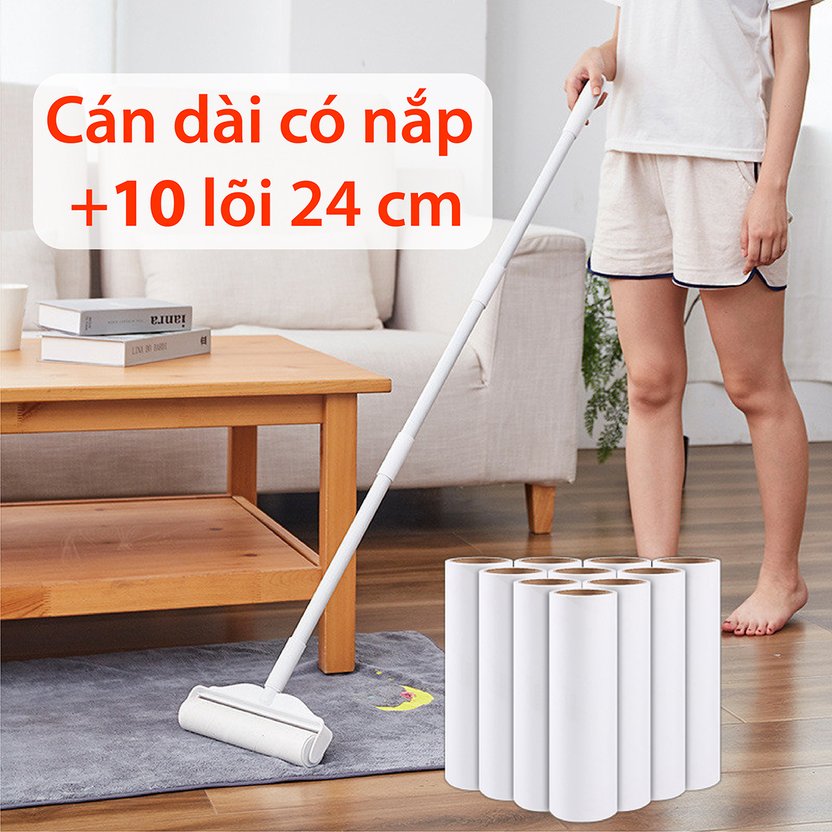 Combo of Dust Roller + 10 Living C Dust Roller Cores, 55-Layer Dust Roller Paper Roll - 3