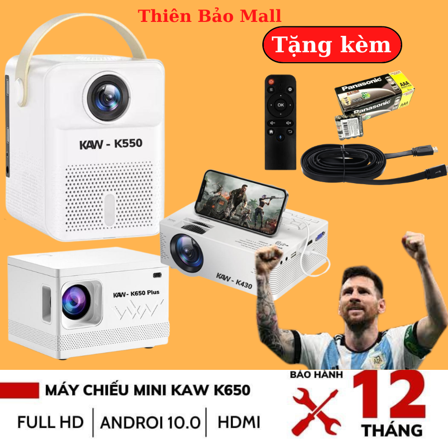 Máy chiếu, máy chiếu mini, máy chiếu mini giá rẻ, máy chiếu phim lên tường , máy chiếu mini kaw K650 HD 1080P 3D siêu sắc nét kết nối Wifi 5G Al thu âm giọng nói chiếu tường cho gia đình, hệ điều hành Android bảo hành 12 thánng