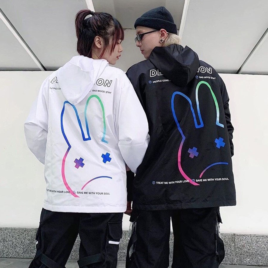 [HCM][QN] Áo khoác cặp Áo khoát đôi nam nữ unisex gió dù 2 lớp chống nắng tai thỏ cá tính hàng bao chất-A260