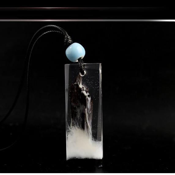 Dây Chuyền Wood Resin – Vòng Cổ May Mắn – Dây Chuyền Làm Từ Gỗ Tự Nhiên - Mẫu Chữ Nhật