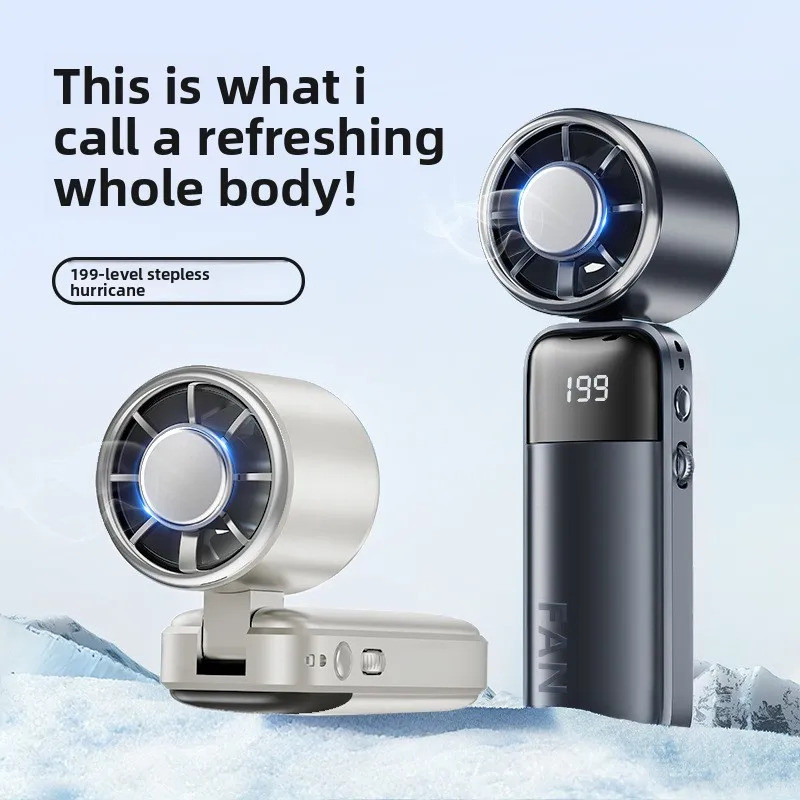 Quạt làm mát cầm tay USB có chức năng nén đá, động cơ không chổi than, hoạt động êm ái tốc độ cao, di động, sử dụng ngoài trời, màn hình kỹ thuật số Zweicx