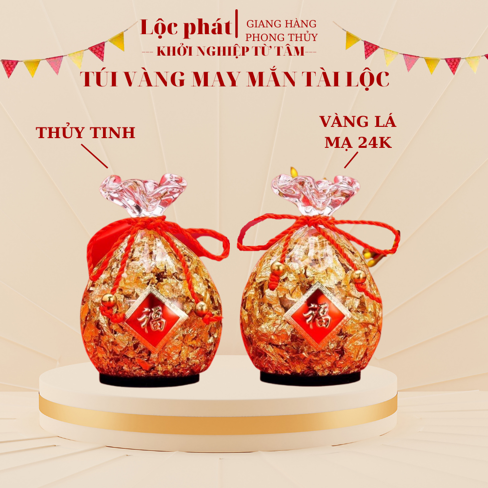 Túi vàng nước phong thủy may mắn tài lộc - FREESHIP