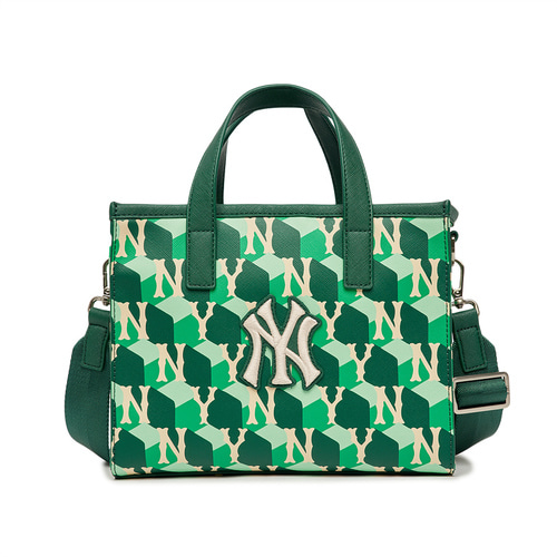 Túi mlb cube mini monogram medium tote bag new york yankees - túi tote mlb xuất dư