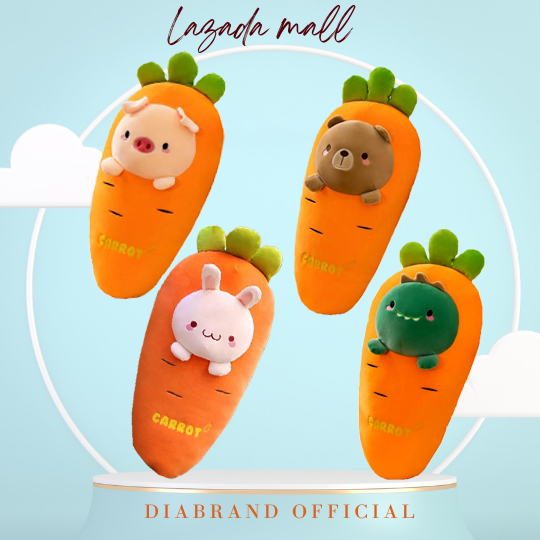 Gấu Bông Trái Cây Cà Rốt Hình Mặt Thú Cưng Size 45cm-30cm (4 Mẫu)
