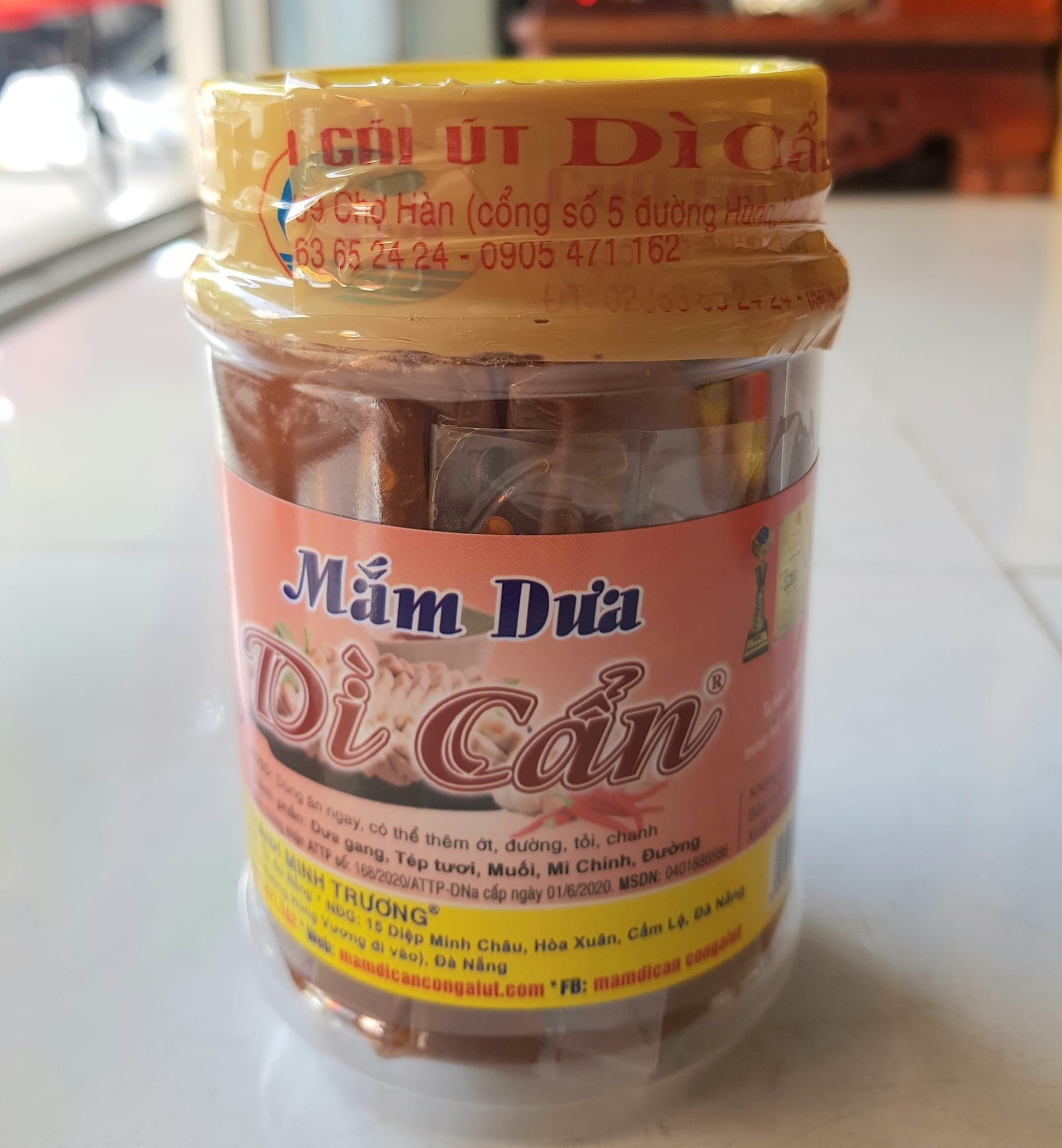 Mắm dưa Dì Cẩn Đà Nẵng Hộp 500g Gồm Dưa Gang Đu Đủ Ớt Cà Trộn Mắm Nêm