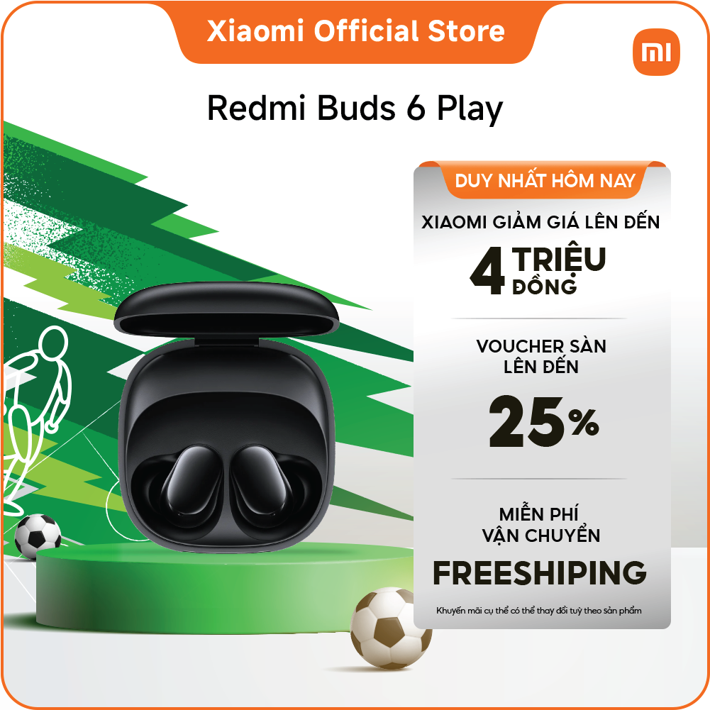 Tai nghe Bluetooth REDMI Buds 6 Play | Thời lượng pin lên tới 36 giờ | Củ loa động 10 mm mang đến âm thanh mạnh mẽ | Giảm tiếng ồn bằng AI cho cuộc gọi rõ ràng