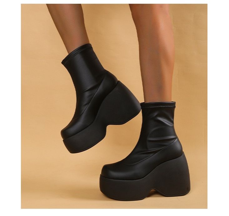 Bốt da đế cao 12cm - high heel boots rock dard