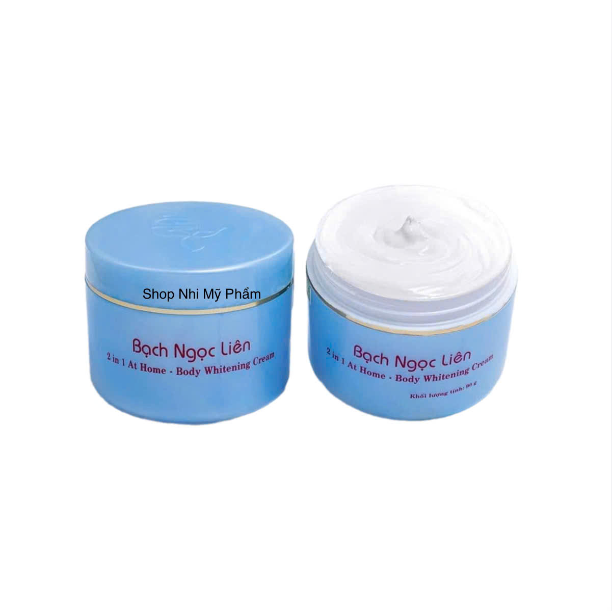 Chính hãng-2 hộp Kem Dưỡng Trắng Da Body Bạch Ngọc Liên  Màu Xanh 90gr
