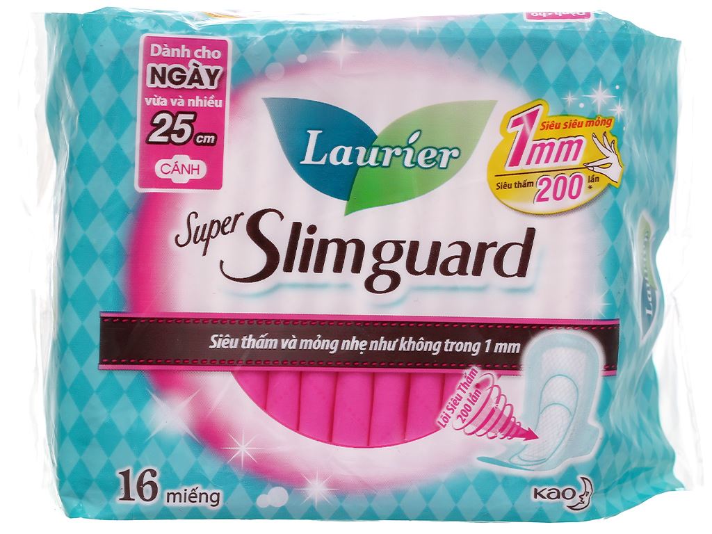 Băng vệ sinh Laurier Super Slimguard siêu mỏng cánh 10 - 20 miếng 22.5cm