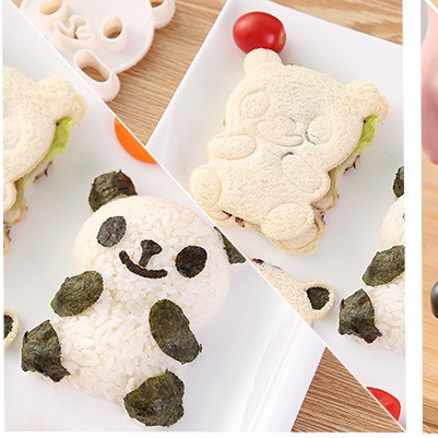 Bộ khuôn bento ép cơm bánh mì hình gấu trúc panda