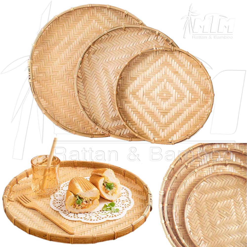 Mẹt tre, Đĩa tre cạp mây / Trang trí đồ ăn, thực phẩm / trang trí tường.