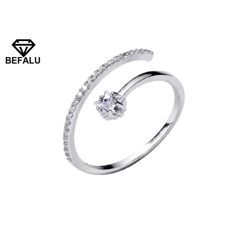 Nhẫn Nữ Đính Đá Bạc 925 Phong Cách Hàn Quốc N05 Freesize- BEFALU