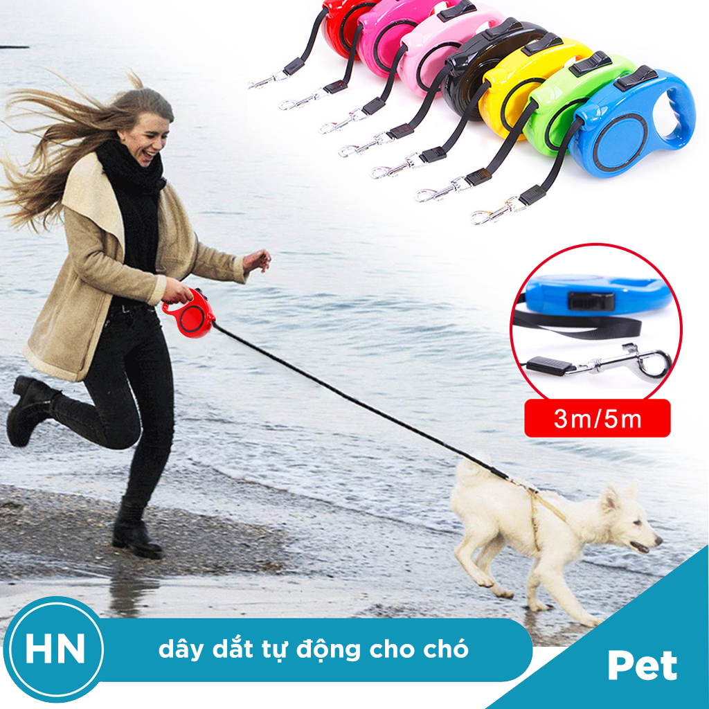 Dây dắt chó mèo - dây dắt tự động cho thú cưng chó mèo - phụ kiện cho thú cưng