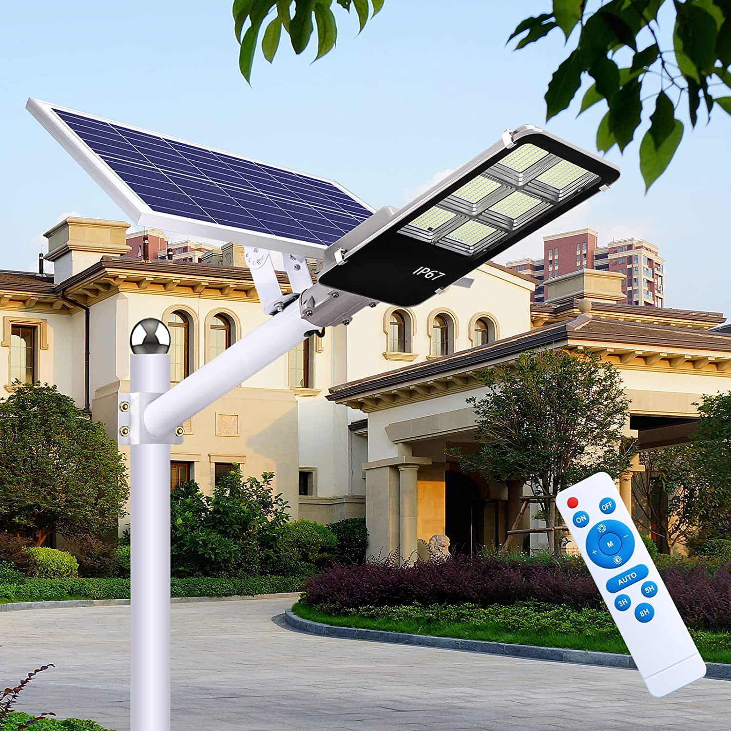Đèn đường năng lượng mặt trời 200w 300w - đèn đường bàn chải vạn năng