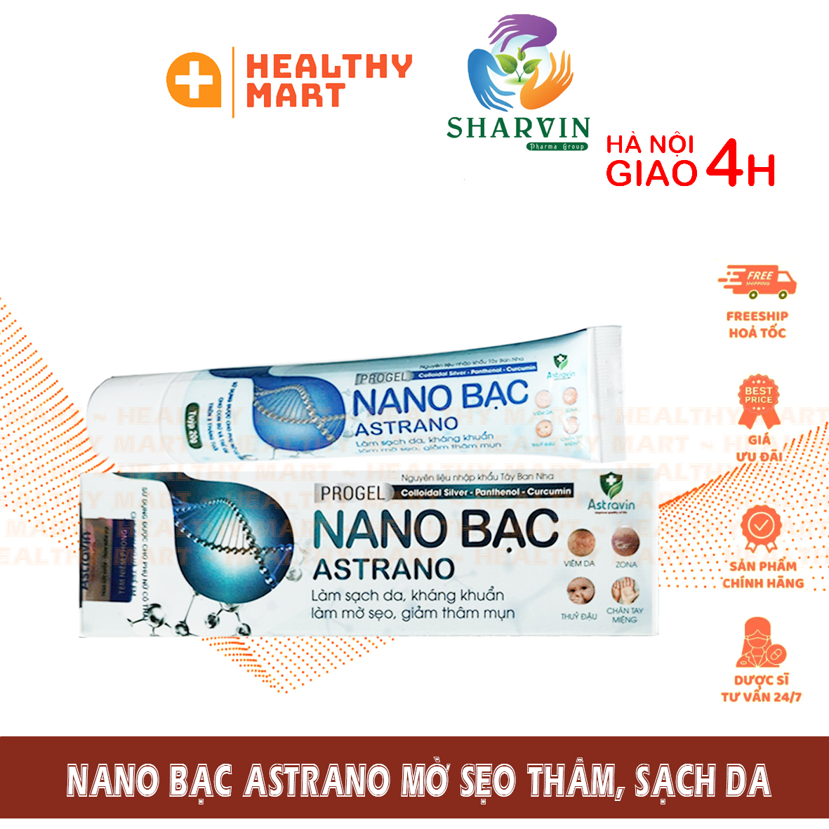 ✔️Gel bôi Nano Bạc Astrano – Làm sạch da, hỗ trợ giảm mụn, làm mờ sẹo, giảm thâm an toàn SHARVIN