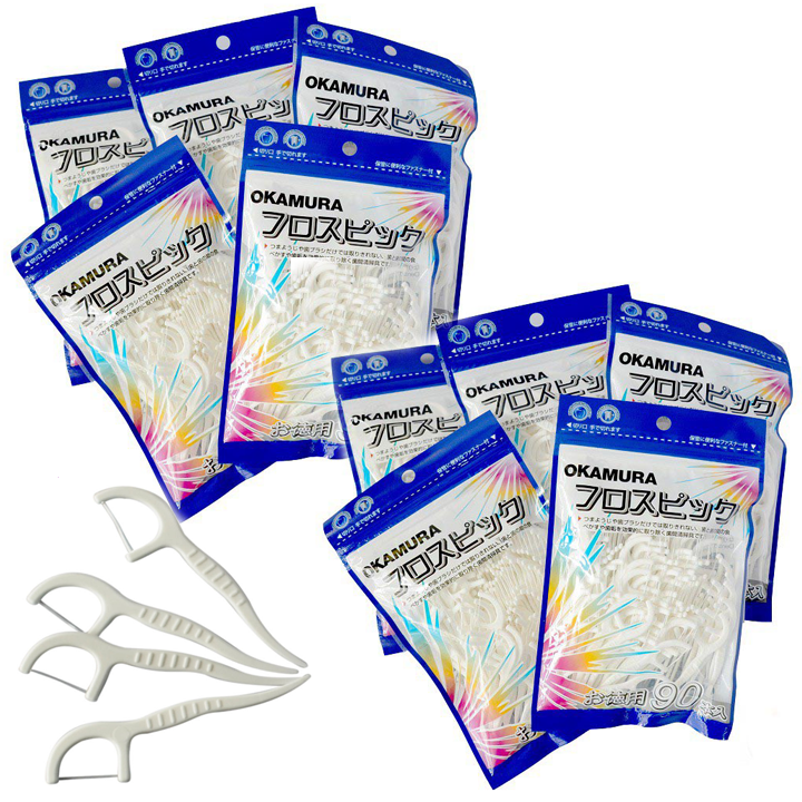 Combo 10 Bịch Tăm chỉ nha khoa Okamura 90P (90 cây/bịch)