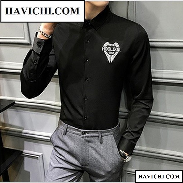 Áo sơ mi nam đen dài tay hoolook sang trọng phong cách havichi.com