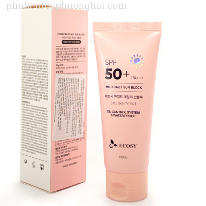 KEM CHỐNG NẮNG HẰNG NGÀY - KIỀM DẦU & CHỐNG THẤM NƯỚC ECOSY 100ML