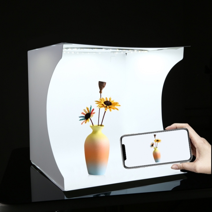 Hộp chụp ảnh sản phẩm puluz đèn led vòng và 6 màu nền