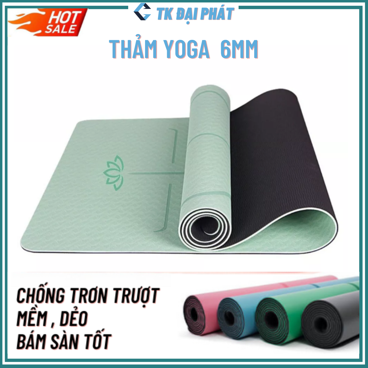 Thảm tập Yoga/ Gym TPE 2 LỚP Cao Su Non Dày, Êm Chống Trơn Trượt . Thảm tập YOGA, GYM 2 lớp 6 mm cao cấp    thảm gấp gọn, du lịch tiện lợi .