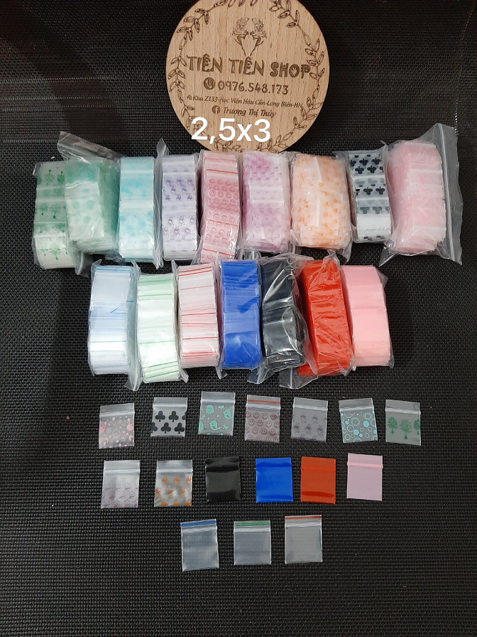50 chiếc túi zip 2,5x3 đủ màu