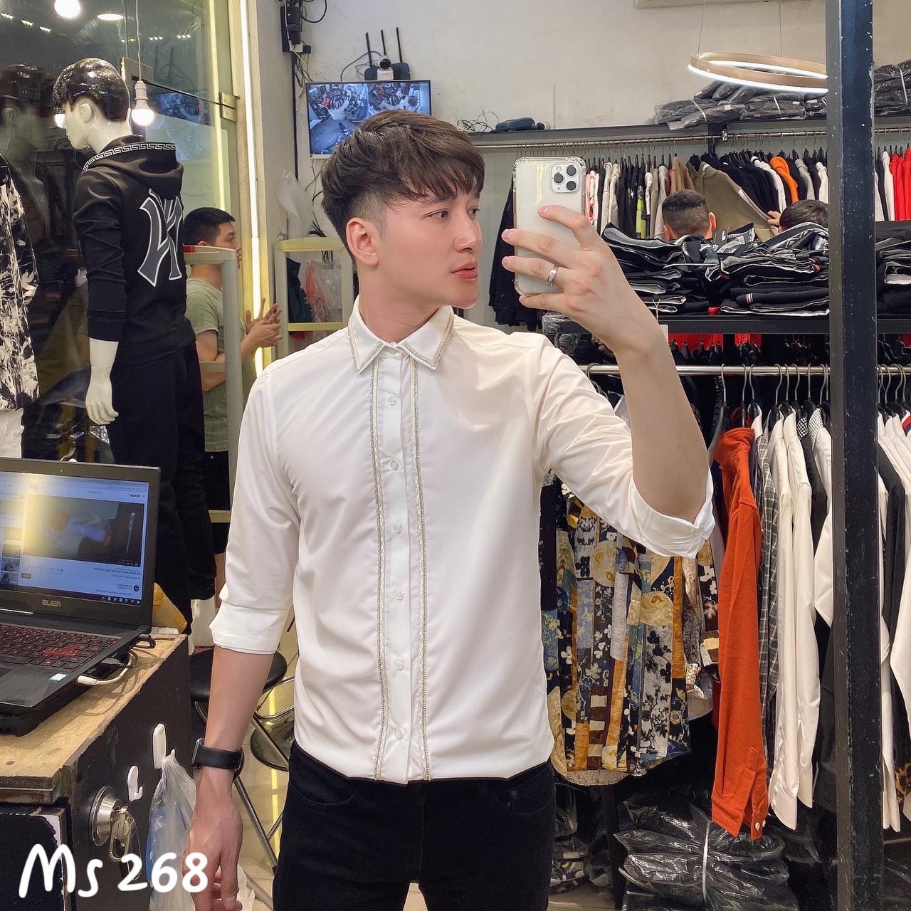 [HCM]Áo Sợ Mi Nam và Nữ Body Chất Kate Lụa hình thêu Thời trang Shopvanle