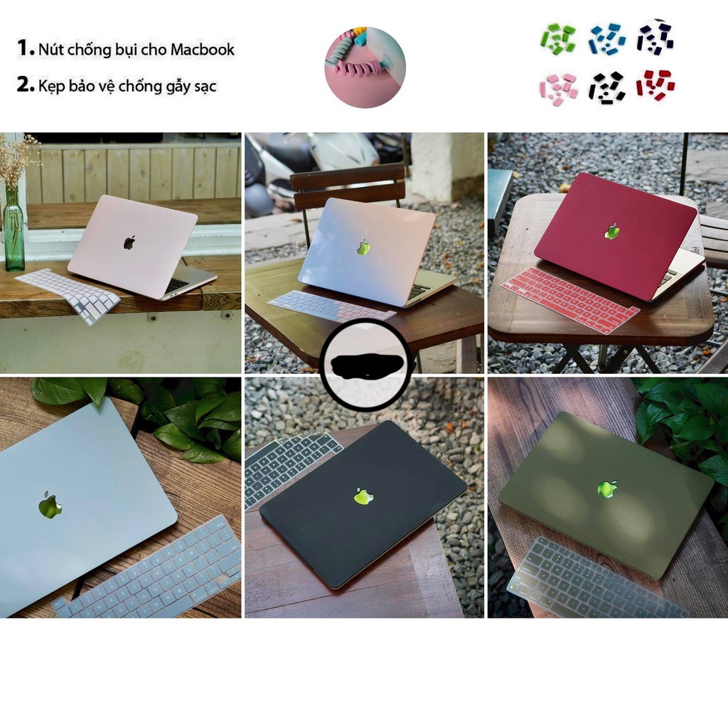 COMBO 5in1 Case, Ốp + Phủ phím cho Macbook ( Tặng Kèm Nút Chống Bụi + Bộ kẹp chống gãy sạc )