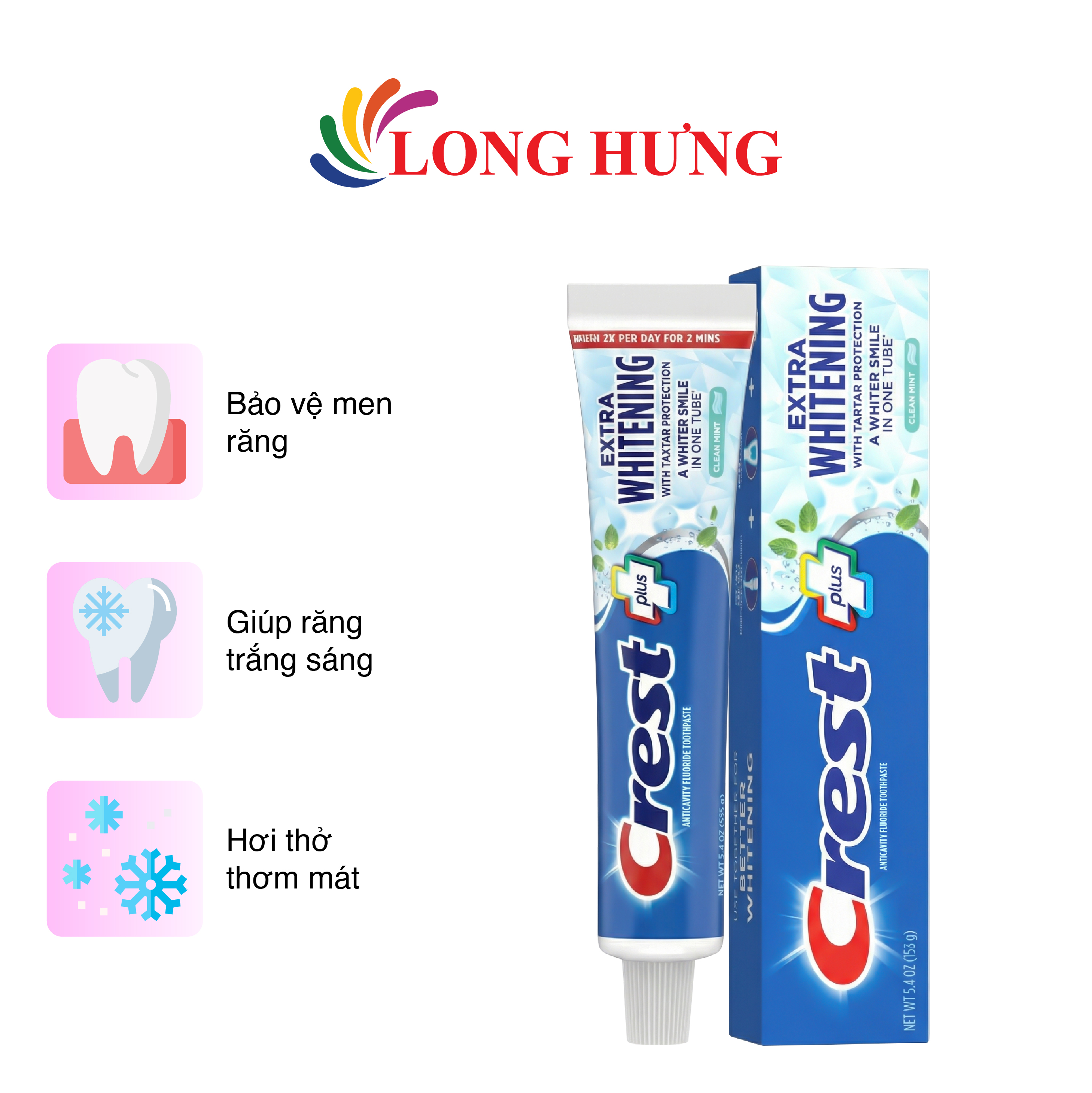 Kem đánh răng Crest Plus Extra Whitening (153g)