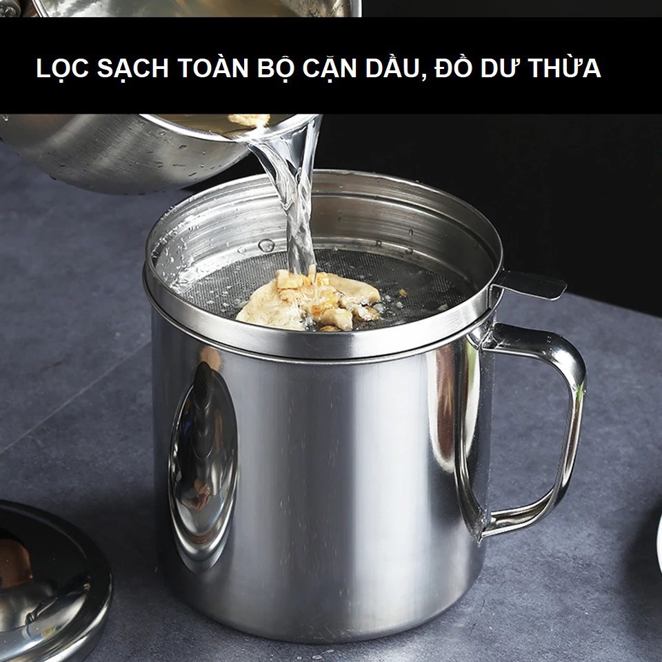 Bình lọc dầu ăn inox 304. lọc dầu ăn xả bỏ cặn, ca lọc dầu ăn, bình đựng dầu, hũ chứa đựng dầu mỡ lọc cặn dầu - tabiso