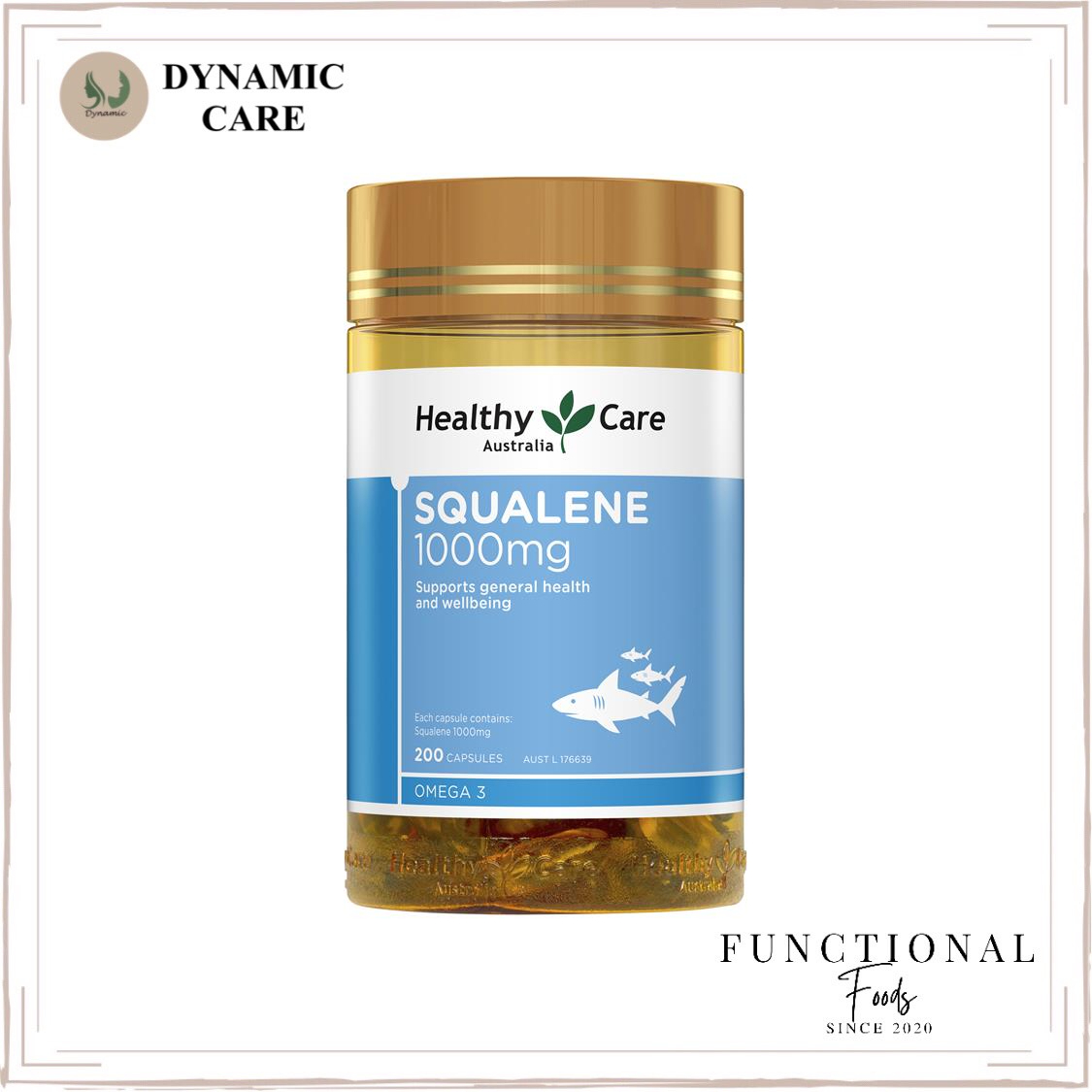 Viên uống dầu gan cá mập Healthy care squalene 1000mg 200 viên của Úc