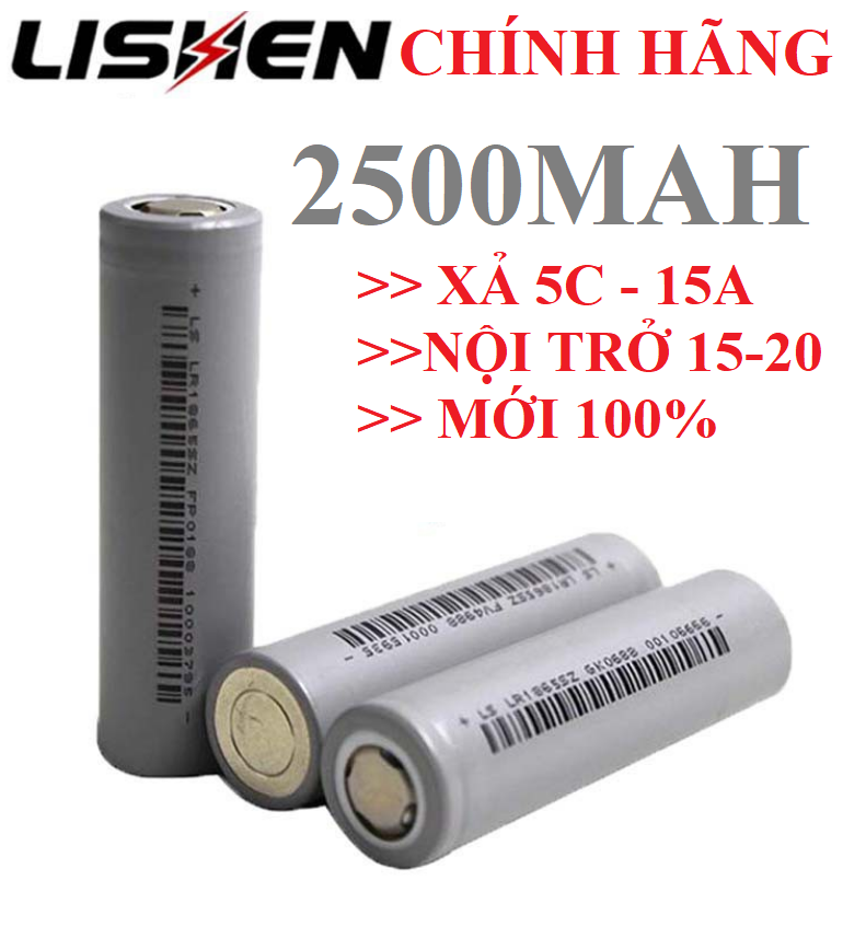 Pin lishen Pin sạc 18650 lishen xám 2500Mah xả 5C 15A nội trở 15-17 pin xe điện pin khoan bắt vít pin 18650 cell pin 18650 HÀNG CHÍNH HÃNG MỚI 100% ĐỦ DUNG LƯỢNG