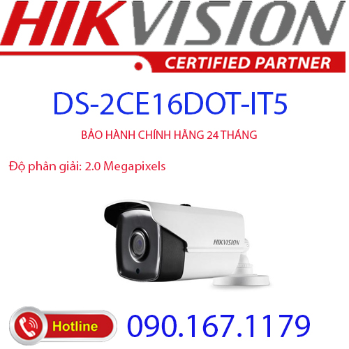 Camera hd-tvi hồng ngoại 2.0 megapixel hikvision ds-2ce16d0t-it5