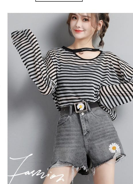 Thắt lưng nữ dây nit bản hoa cúc siêu hot