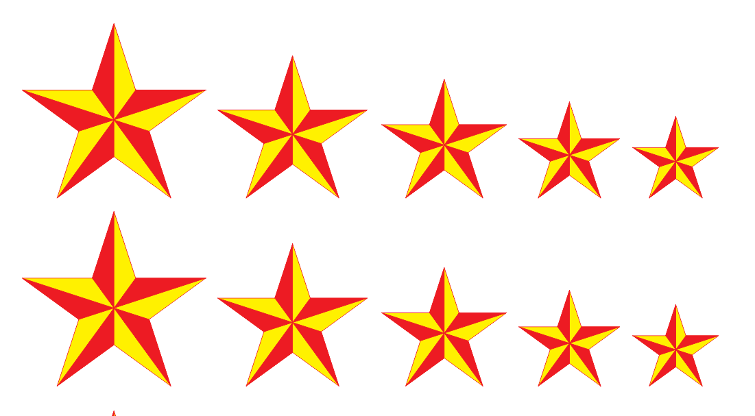 sao vàng 5 cánh dán trang trí xe tải