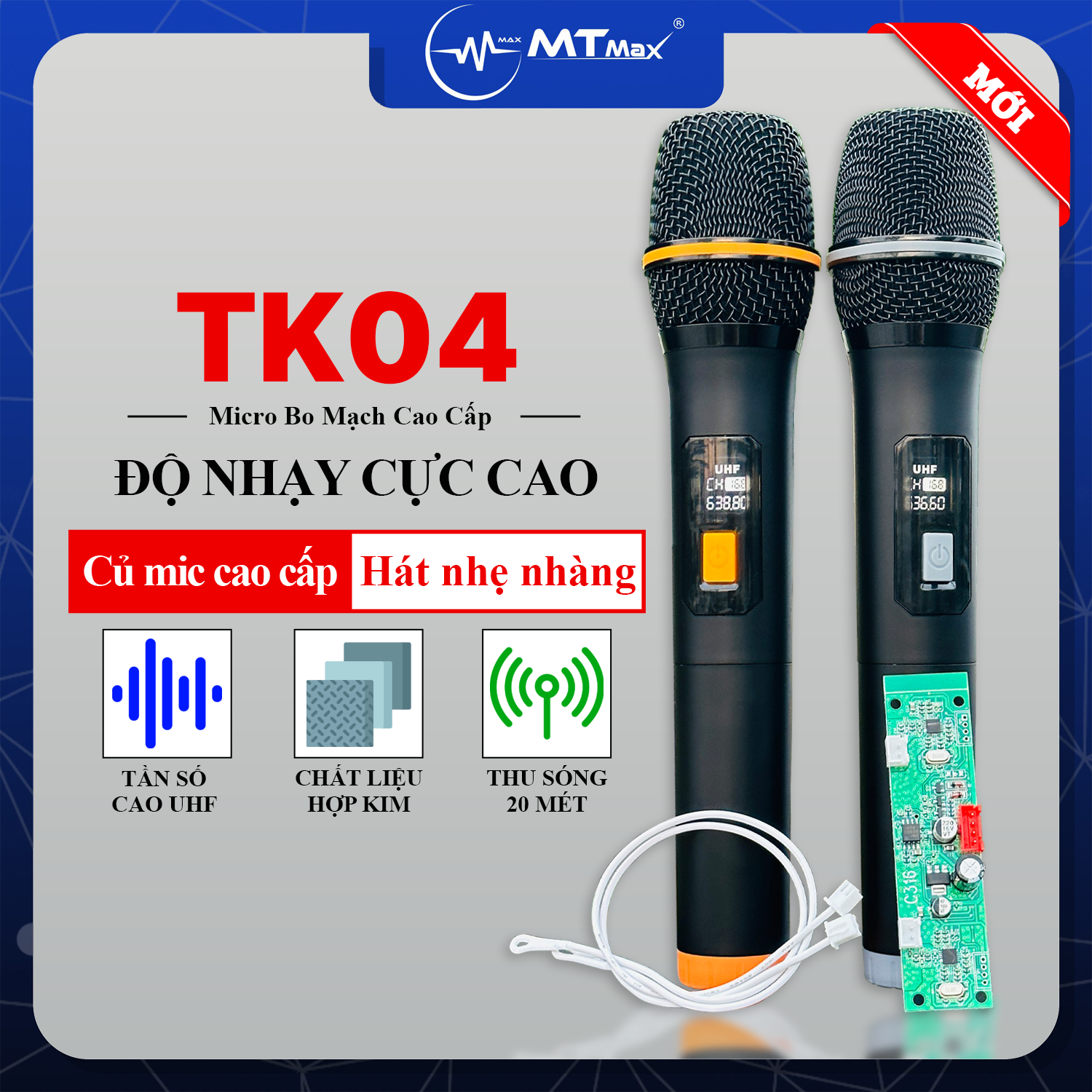 Bộ micro kèm bo mạch tk06 cho loa kéo - chuyển sử dụng cho loa kéo bị hỏng micro, thiếu micro