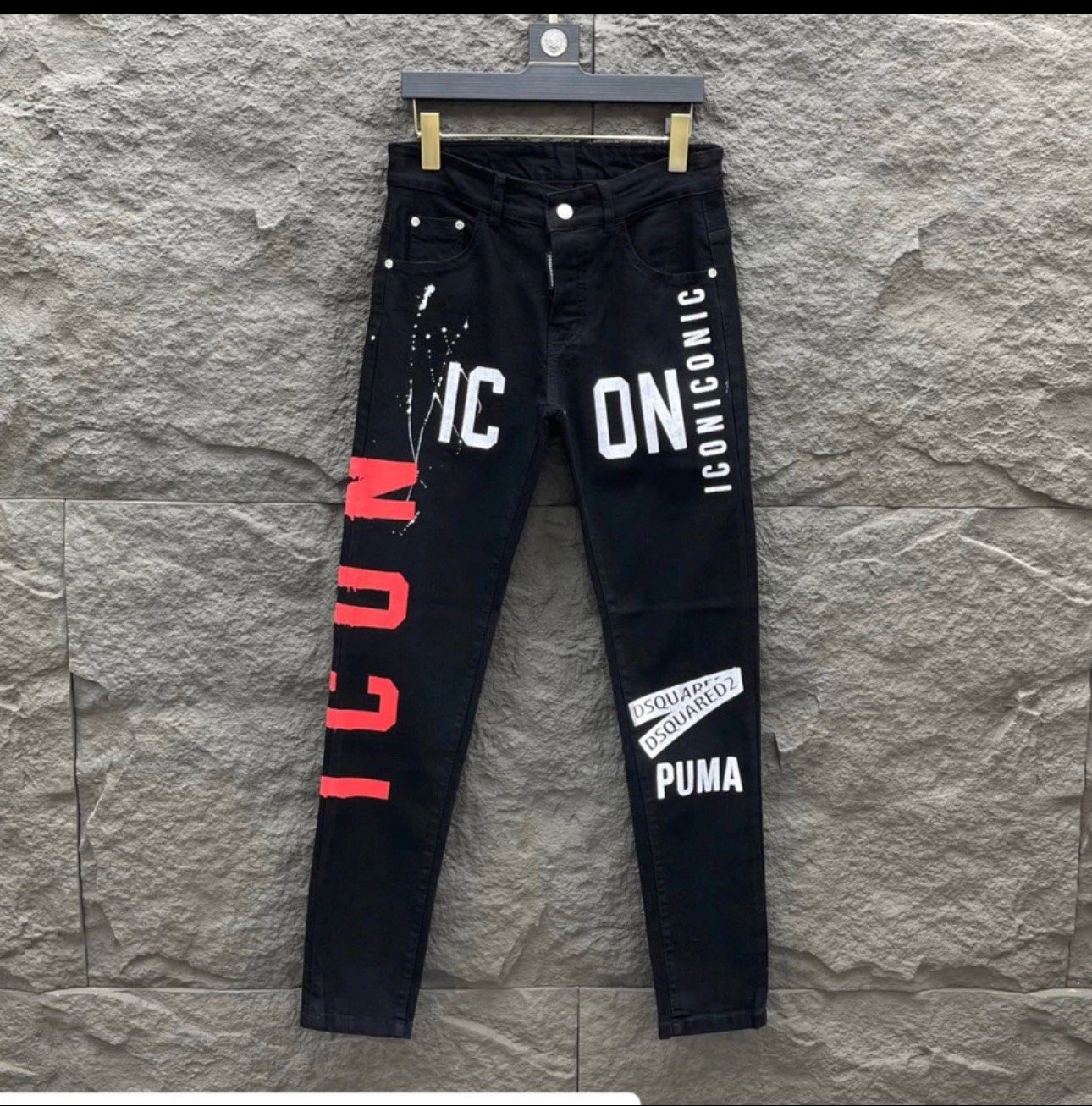 Quần jean nam đen in chữ boy phố chất vải bò dày co giãn lên fom chuẩn dáng mẫu mới giá rẻ siêu hót