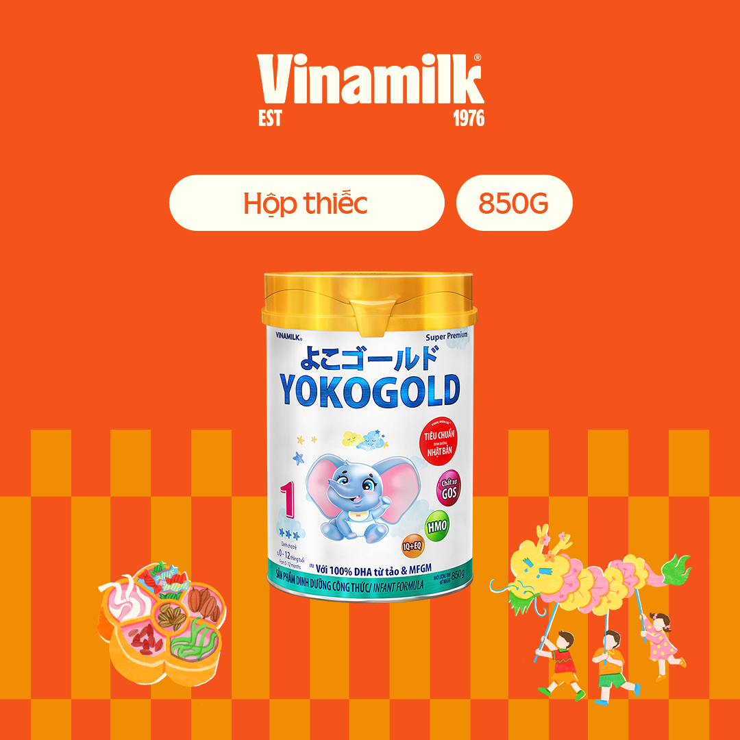 Sữa bột YOKO GOLD 1 850g (cho trẻ từ 0 - 1 tuổi) - Sữa cho trẻ sơ sinh Dưỡng chất tốt từ Nhật Bản, Vị Nhạt thanh mát, Tiêu hóa khỏe, giúp bé dễ hấp thu