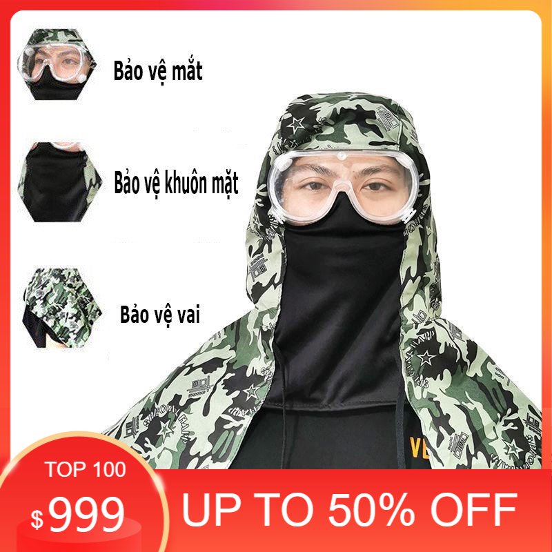MŨ TRÙM ĐẦU CÓ KÍNH CHẮN BỤI - MŨ BẢO HỘ PHUN THUỐC CÓ KÍNH CHẮN - MŨ CHỐNG NẮNG HIỂU QUẢ THOÁNG MÁT
