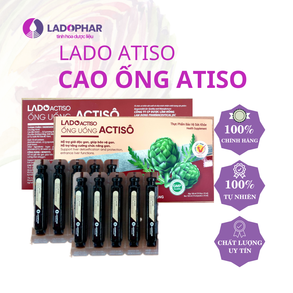 Cao ống uống atiso LADOPHAR giúp tăng cường chức năng gan hộp 10 ống 10ml